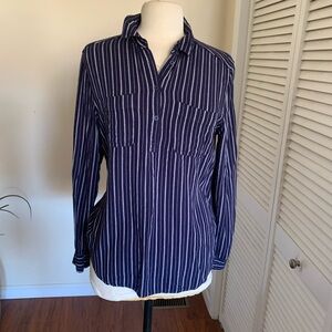 Navy Striped Rayon button down shirt, by Universal Thread